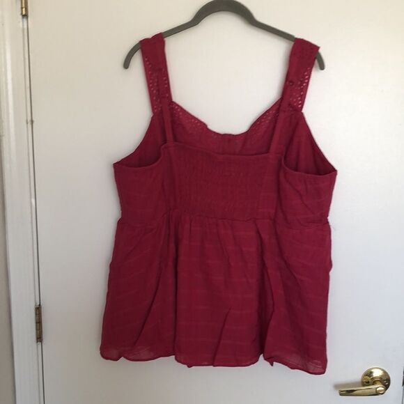 Torrid Cotton Babydoll Windowpane Button front tank Size 2X NWT Red bud - Picture 2 of 8